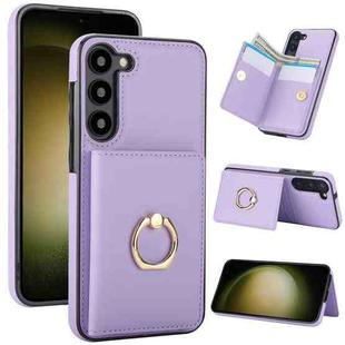 For Samsung Galaxy S23 5G RFID Anti-theft Card Ring Holder Phone Case(Purple)