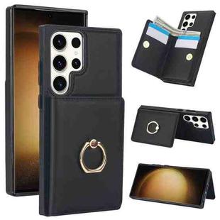For Samsung Galaxy S23 Ultra 5G RFID Anti-theft Card Ring Holder Phone Case(Black)