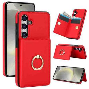 For Samsung Galaxy S24+ 5G RFID Anti-theft Card Ring Holder Phone Case(Red)