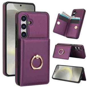 For Samsung Galaxy S24+ 5G RFID Anti-theft Card Ring Holder Phone Case(Dark Purple)