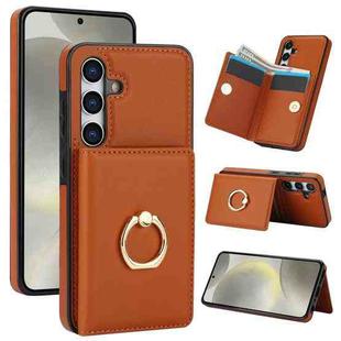 For Samsung Galaxy S24 5G RFID Anti-theft Card Ring Holder Phone Case(Brown)