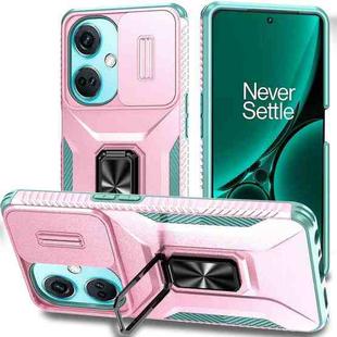For OnePlus Nord CE3 5G Sliding Camshield Holder Phone Case(Pink + Grey Green)