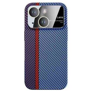 For iPhone 15 Plus Large Window Carbon Fiber Shockproof Phone Case(Purple Blue)