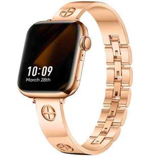 For Apple Watch SE 2023 40mm Cross Bracelet Stainless Steel Watch Band(Rose Gold)