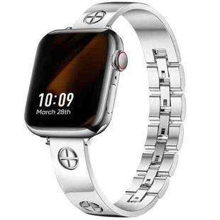 For Apple Watch SE 40mm Cross Bracelet Stainless Steel Watch Band(Silver)