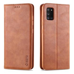 For Samsung Galaxy A41 AZNS Retro Texture Magnetic Horizontal Flip PU Leather Case with Holder & Card Slots & Photo Frame(Brown)