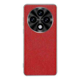 For OPPO A3 Pro Silver Edge Cross Texture PU Leather Phone Case(Red)