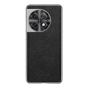 For OnePlus Ace 2 Pro Silver Edge Cross Texture PU Leather Phone Case(Black)