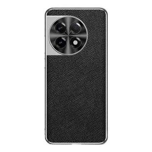 For OnePlus Ace 2 Silver Edge Cross Texture PU Leather Phone Case(Black)