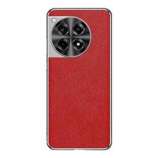 For OnePlus Ace 3 Silver Edge Cross Texture PU Leather Phone Case(Red)