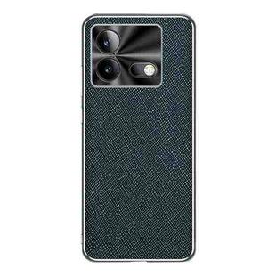 For vivo iQOO Neo8 Pro Silver Edge Cross Texture PU Leather Phone Case(Dark Green)