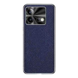 For vivo iQOO Neo8 Pro Silver Edge Cross Texture PU Leather Phone Case(Sapphire Blue)