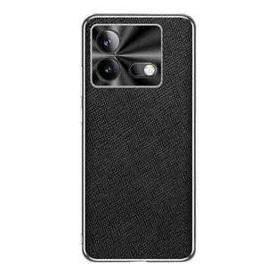 For vivo iQOO Neo8 Pro Silver Edge Cross Texture PU Leather Phone Case(Black)