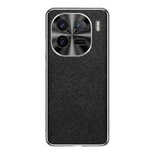 For vivo iQOO 12 Silver Edge Cross Texture PU Leather Phone Case(Black)