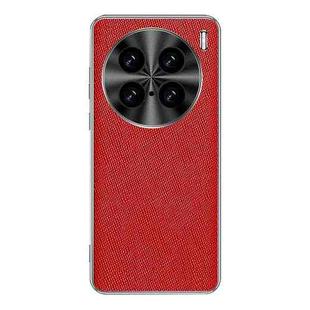 For vivo X100 Ultra Silver Edge Cross Texture PU Leather Phone Case(Red)