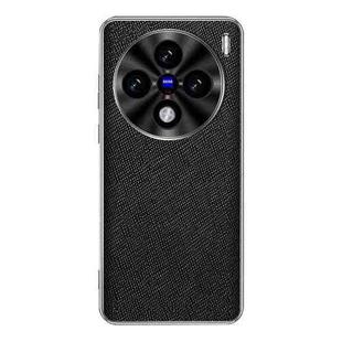 For vivo X100s Pro Silver Edge Cross Texture PU Leather Phone Case(Black)