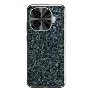 For vivo Y200 GT Silver Edge Cross Texture PU Leather Phone Case(Dark Green)