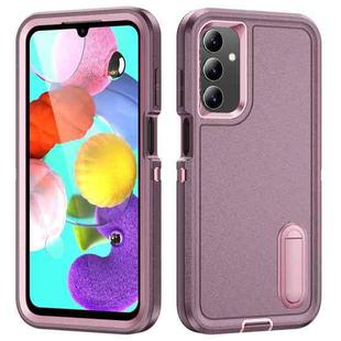 For Samsung Galaxy A15 Rugged PC + Silicone Phone Case with Holder(Purple+Pink)
