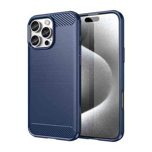 For iPhone 16 Pro Max Brushed Texture Carbon Fiber TPU Phone Case(Blue)