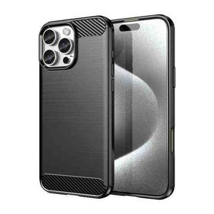 For iPhone 16 Pro Max Brushed Texture Carbon Fiber TPU Phone Case(Black)