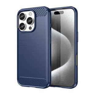 For iPhone 16 Pro Brushed Texture Carbon Fiber TPU Phone Case(Blue)