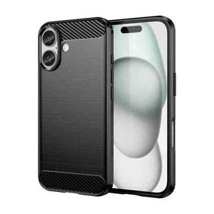 For iPhone 16 Plus Brushed Texture Carbon Fiber TPU Phone Case(Black)