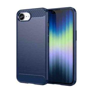 For iPhone SE 2024 Brushed Texture Carbon Fiber TPU Phone Case(Blue)