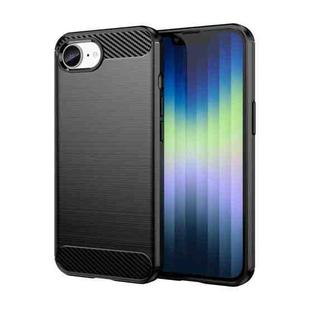 For iPhone SE 2024 Brushed Texture Carbon Fiber TPU Phone Case(Black)