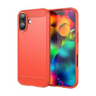 For iPhone 17 Brushed Texture Carbon Fiber TPU Phone Case(Red)