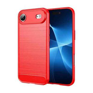 For iPhone 17 Air Brushed Texture Carbon Fiber TPU Phone Case(Red)
