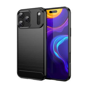 For iPhone 17 Pro Max Brushed Texture Carbon Fiber TPU Phone Case(Black)