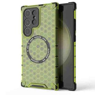 For Samsung Galaxy S24 Ultra 5G Honeycomb Magnetic Ring Shockproof Phone Case(Green)