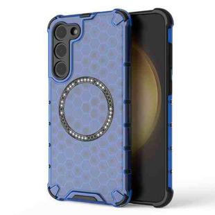 For Samsung Galaxy S23+ 5G Honeycomb Magnetic Ring Shockproof Phone Case(Blue)