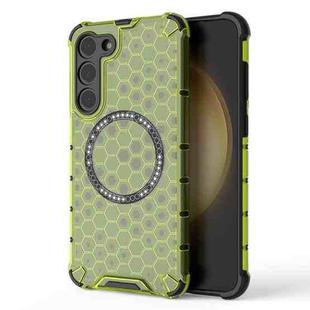 For Samsung Galaxy S23+ 5G Honeycomb Magnetic Ring Shockproof Phone Case(Green)