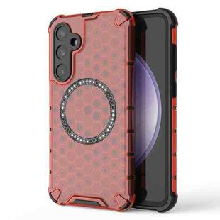 For Samsung Galaxy S23 FE 5G Honeycomb Magnetic Ring Shockproof Phone Case(Red)