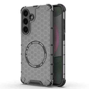 or Samsung Galaxy S25+ 5G Honeycomb Magnetic Ring Shockproof Phone Case(Black)