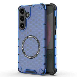 or Samsung Galaxy S25+ 5G Honeycomb Magnetic Ring Shockproof Phone Case(Blue)