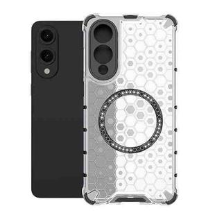 For Samsung Galaxy S25 Edge 5G Honeycomb Magnetic Ring Shockproof Phone Case(White)