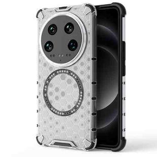 For Xiaomi 14 Ultra Honeycomb Magnetic Ring Shockproof Phone Case(White)