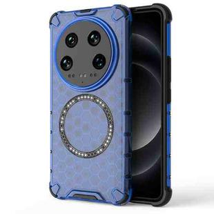 For Xiaomi 14 Ultra Honeycomb Magnetic Ring Shockproof Phone Case(Blue)