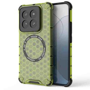 For Xiaomi 14 Pro Honeycomb Magnetic Ring Shockproof Phone Case(Green)