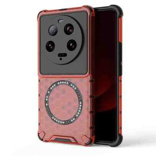 For Xiaomi 13 Ultra Honeycomb Magnetic Ring Shockproof Phone Case(Red)