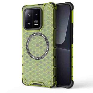 For Xiaomi 13 Pro Honeycomb Magnetic Ring Shockproof Phone Case(Green)