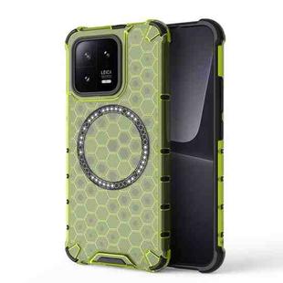 For Xiaomi 13 Honeycomb Magnetic Ring Shockproof Phone Case(Green)