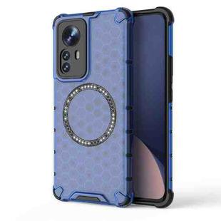 For Xiaomi 12 Pro Honeycomb Magnetic Ring Shockproof Phone Case(Blue)