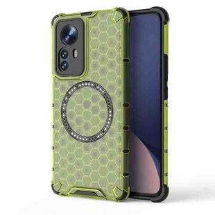 For Xiaomi 12 Pro Honeycomb Magnetic Ring Shockproof Phone Case(Green)