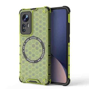 For Xiaomi 12 Honeycomb Magnetic Ring Shockproof Phone Case(Green)