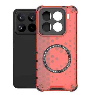 For Xiaomi 15 Pro Honeycomb Magnetic Ring Shockproof Phone Case(Red)