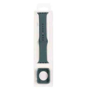 For Apple Watch Series 6 & SE & 5 & 4 40mm Silicone Watch Band + Watch Protective Case Set(Pine Needle Green)