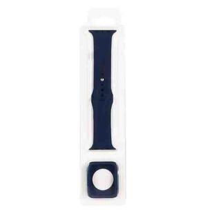 For Apple Watch Series 6 & SE & 5 & 4 40mm Silicone Watch Band + Watch Protective Case Set(Midnight Blue)